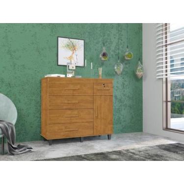 Imagem de Cômoda Organizadora TU 5 Gavetas + 1 Porta Cor Ipê - SM