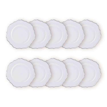 Imagem de Kit 10 Un Sousplat Branco Com Prateado 33Cm Rafimex