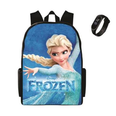 Imagem de Mochila Infantil Feminina Novidade Lançamento Frozen Mais Relogio Digi