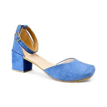 Imagem de Sandália Feminina Salto Bloco Fechada com Fivela Estilo Sapato Feminin