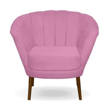 Imagem de Poltrona Cadeira Pétala Flor Decorativa Suede Rose - Kibarato Móveis