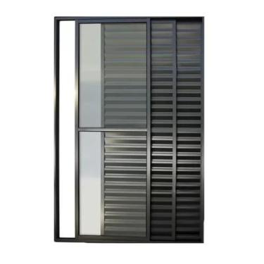 Imagem de Porta balcão 3 folhas 2,10x1,50 alumínio preto com trinco - ALLO ESQUA