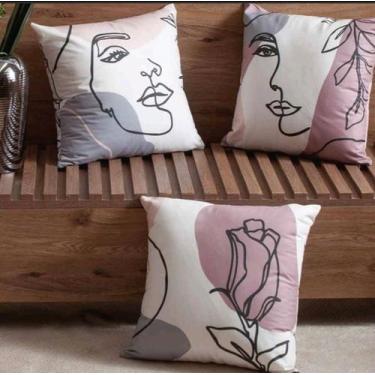 Imagem de Kit 3 capas de almofada Veludo Camilly Rosê 43x43cm Jolitex - Jolitex 