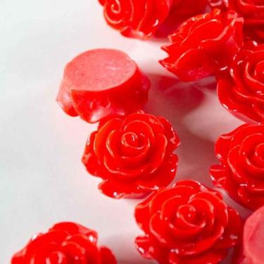 Imagem de Flor Rosa de ResinaVermelho7 Pçs 3g - La Mode Arte e Criação