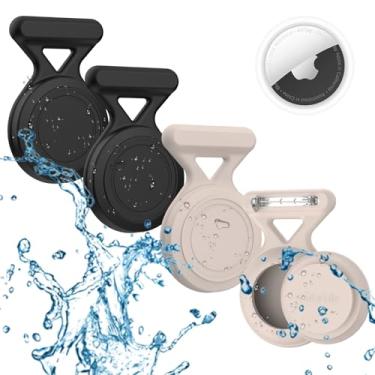 Imagem de FGERWZ Suporte de Airtag oculto para crianças – Pacote com 4 capas para Apple AirTag, à prova d'água, silicone macio, pino de segurança, rastreador GPS escondido dentro de roupas, mochila, sapato ou