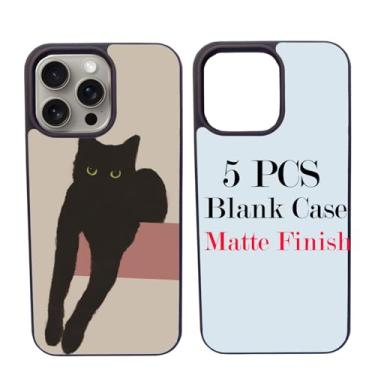 Imagem de JUSTRY Capa de telefone com 5 peças de sublimação em branco para impressão projetada para iPhone 15 Pro Max, borracha macia + inserção de alumínio, impressão personalizada, capa protetora