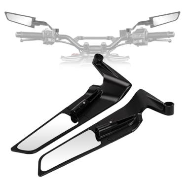 Imagem de Espelhos de motocicleta modificados, espelho retrovisor giratório de 360° com design aerodinâmico Stealth Wind Wing Side Mirror- Serve para Kawasaki Z400 Z650 Z1000 Duke 125 200 250 790 etc (pequeno)