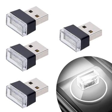 Imagem de Febrytell 4 peças de lâmpadas interiores USB para carro, mini luzes LED USB universais para decoração de carro, iluminação