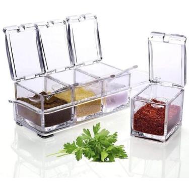 Imagem de Porta Condimentos E Temperos Acrílico Crystal 4 Potes - Wtx Imports