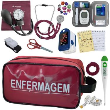 Imagem de Kit Enfermagem Aparelho Pressao Manual Esteto Multi Completo Incoterm,