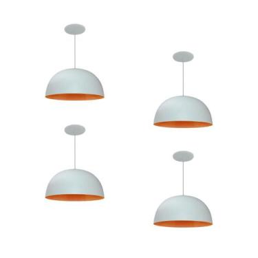 Imagem de Kit 4 Luminária Pendente Meia Lua 24cm Com Interior Laranja Fiação 110