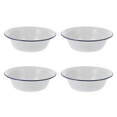 Imagem de Tigela de sopa esmaltada vintage esmaltada tigela retrô vaso de banha com tampa tigela de mistura tigela para servir salada lavatório de ramen