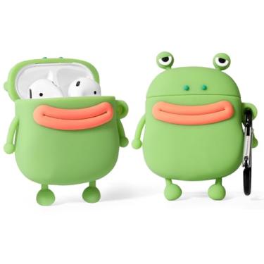 Imagem de XMBYGY Capa de desenho animado para AirPods 2ª/1ª geração 2019/2016, design de personagem de animação 3D, capa protetora à prova de choque com chaveiro para AirPods 1/2 fones de ouvido