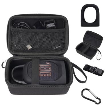 Imagem de YouKnow Capa de silicone e estojo de viagem para alto-falante Bluetooth ultra portátil JBL Clip 5, com alça removível anexada ao carrinho de golfe e barco (preto)