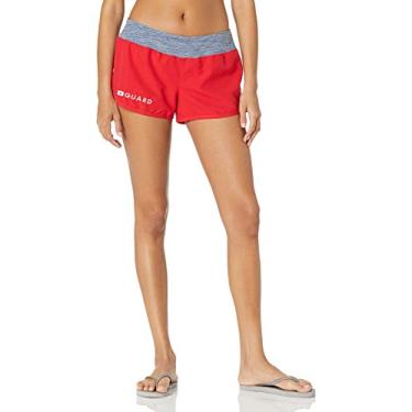 Imagem de Speedo Bermuda feminina Guard com cintura elástica, Traje de banho com cintura elástica curta, Speedo Vermelho, X-Large