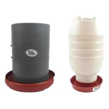 Imagem de Kit 1 Comedouro 1 Bebedouro Plástico 5 Litros Aves Galinha - Pet Solut