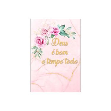 Imagem de Painel De Festa Vertical 1,50 x 2,20 - Deus é Bom Efeito Mármore Rosa 
