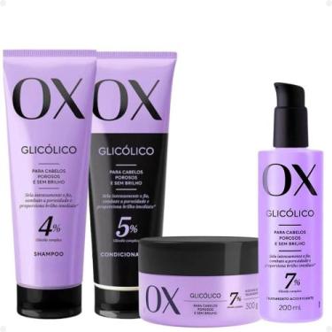 Imagem de Kit Ox Glicólico: Shampoo, Condicionador 240ml, Máscara e Acidificante