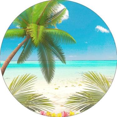 Imagem de Painel De Festa Redondo 1,50x1,50 - Praia Tropical Palmeiras 007 - Via