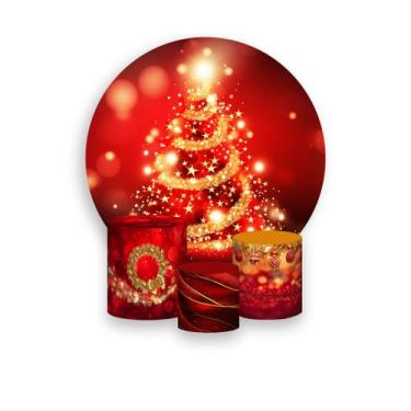 Imagem de Painel De Festa Redondo 1,50x1,50 + Trio De Capas Cilindro - nATAL Árv
