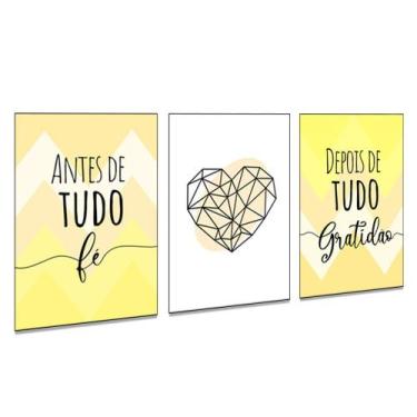 Imagem de Quadros Decorativos Fé e Gratidão Sala Escritório Quarto Moderno Casal