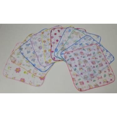 Imagem de Fraldinha De Boca Estampada Luxo 33x33 Com Crochê Kit C/ 10 - Dugu, Ne