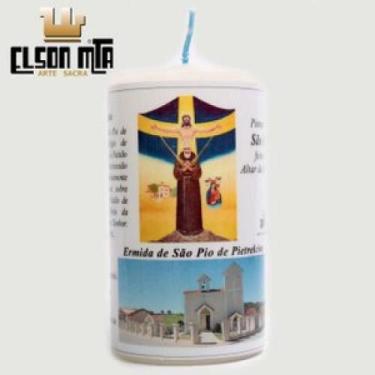 Imagem de Vela de São Pio de Pietrelcina com Oração - Elson MTA - Arte Sacra