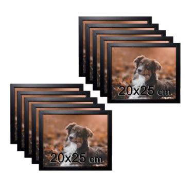 Imagem de Kit 10 Porta Retratos C/vidro 20x25 Moldura Preta para fotos e decoraç