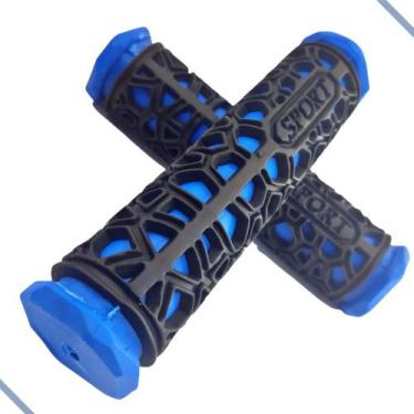 Imagem de Manopla Punho Borracha de Bicicleta MTB Borracha Vazada GTS, Preto_azu