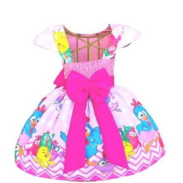 Imagem de Vestido Temático Galinha Pintadinha Rosa Bolinhas Busto Sublimado - NA