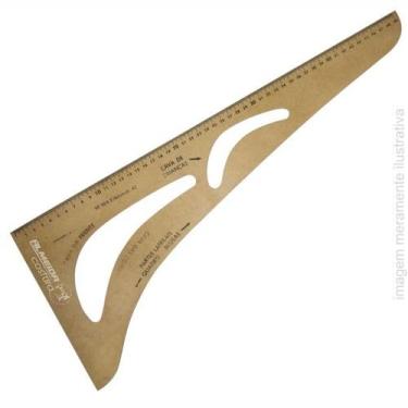Imagem de Régua esquadro 50cm para alfaiate com cavas - 00509 em mdf - Almeida C