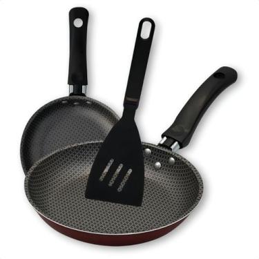 Imagem de Kit 2 Unidades Jogo Frigideiras Francesas Espátula Vermelho - Alegrete