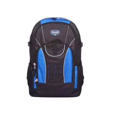 Imagem de Mochila Grande Motoqueiro Camping Karona KAR5032M Cor: Preto com Azul