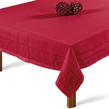 Imagem de Toalha de mesa Veneza retangular para 12 lugares com ponto ajour feito a mão vermelha - Rafimex