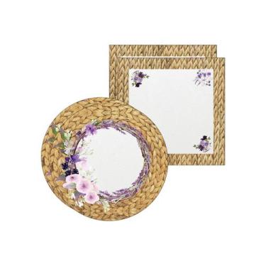 Imagem de Kit Sousplat + Guardanapo Lavanda Rústico - NSW, 2 Peças, Sem base