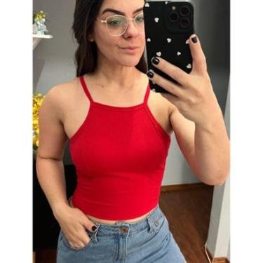 Imagem de Croped Regata malha canelado com Bojo-Feminino