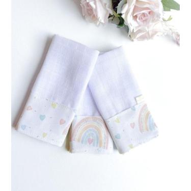 Imagem de Kit 3 Fraldas de Boca com Saquinho Presenteável Ceci Petit Home, Chuva