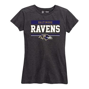 Imagem de Camiseta feminina NFL de ajuste relaxado, roupa de futebol, camiseta de manga curta sem etiqueta (Baltimore Ravens - preta, feminina 2GG)