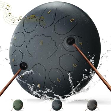 Imagem de Tambor de chuva para uso externo, 20,3 cm (8 polegadas) 21 notas para instrumento de jardim, tambor de chuva à prova d'água, tambor de chuva de chakra ao ar livre, com bolsa de bateria, livro de