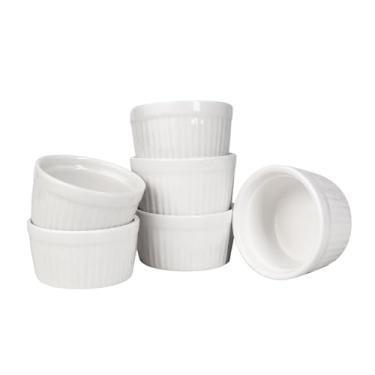 Imagem de Conjunto de 6 mini ramequins de 42,5 g, tigelas pequenas de cerâmica para molhos, suflê, creme brulee e assar - empilháveis ​​ramequins de porcelana seguros para forno, microondas e lava-louças, ideal