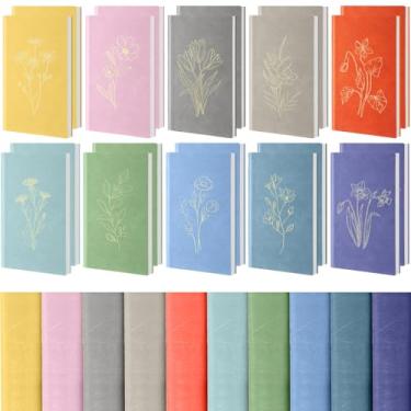 Imagem de Cholemy Pacote com 10 cadernos estéticos, caderno de couro fofo, folhas a granel, blocos de notas com bolso floral A6, caderno pautado para faculdade, 200 páginas pautadas, diário de escrita para