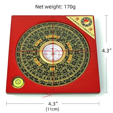 Imagem de Bússola Feng Shui Profissional, Base Vermelha, Giratória 360°, com Ponto Laser e Escala Precisa (4.3”)