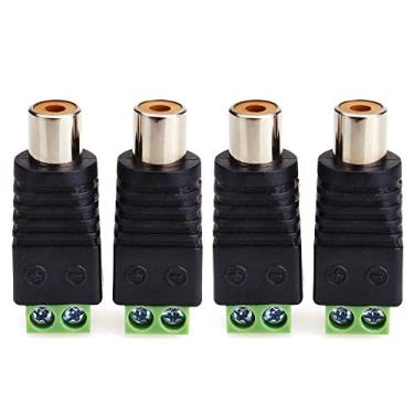 Imagem de MOBOREST Adaptador de áudio de cabo RCA, plugue macho Phono RCA para terminal de parafuso AV conectores de fio de alto-falante de áudio/vídeo adaptador sem solda (fêmea RCA sem solda - pacote com 4)