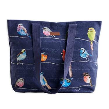 Imagem de Maison d' Hermine Sacola de lona feminina de lona de algodão reutilizável, bolsa de supermercado a granel com alça para compras e viagens, 09 - Birdies on Wire, 17.7" L x 4" W x 14.5" H (Canvas Tote