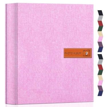 Imagem de popotop Álbum de fotos 10 x 15 cm com 1000 bolsos com etiqueta, álbuns de fotos de capa dura de linho para presentes de casamento, memória de bebê, viagem, aniversário, escola britânica, livro de