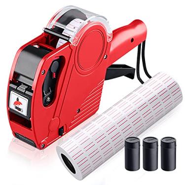 Imagem de MX5500 8 dígitos para etiqueta de preço, kit de pistola de preço com 3 pistolas de preço de refil de tinta, marcador de etiquetas premium para etiqueta para escritório, varejo, supermercado, organização (vermelho)