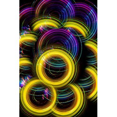 Imagem de Notebook- light art- discs-A unique dot grid notebook/bullet journal. Travel Friendly. 200 pages. 90gsm paper. Gift for Back To School, birthdays and special holidays.