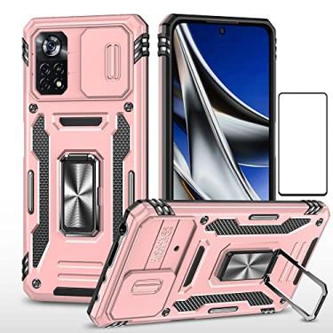 Imagem de Capa para XiaoMi Poco X4 Pro 5G com lente deslizante para câmera protetora de tela, capa protetora resistente militar resistente para Xiaomi mi Poco X4 Pro 5G com suporte de anel de suporte de carro