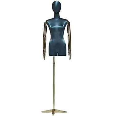 Imagem de Multiuso Manequim de Superfície de Cetim de Seda Espuma Sólida Meio Corpo de Manequim Feminino Altura Ajustável Corpo de Manequim Com Forma de Vestido de Suporte Janela