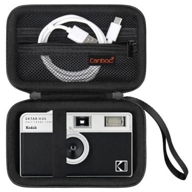 Imagem de Canboc Estojo de viagem para KODAK EKTAR H35 / H35N / M35 / F9 / M38 câmera de filme de meia moldura, bolsa para câmera de apontar e fotografar, bolso de malha com zíper para filme, baterias, cabo